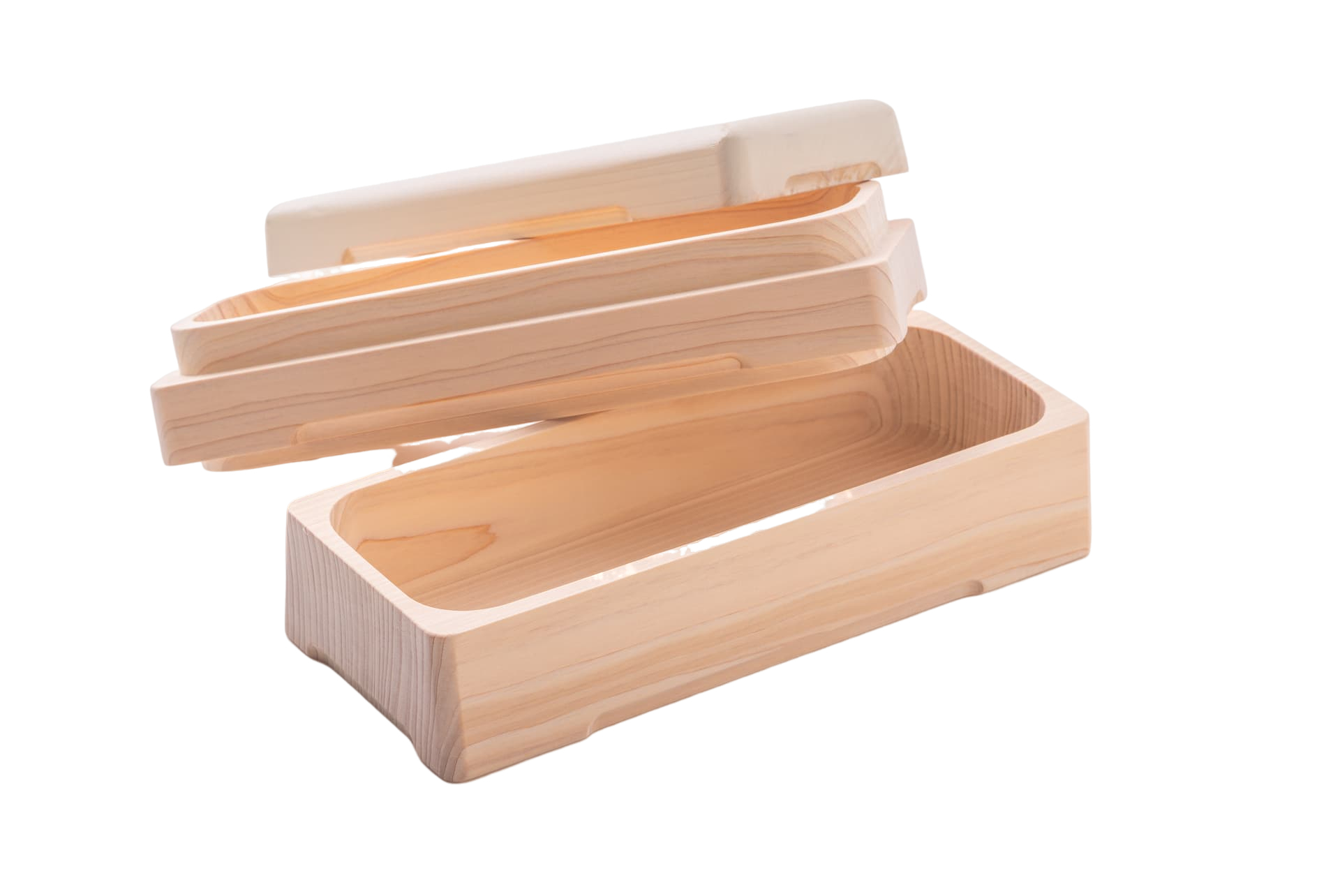 跳び箱　弁当箱　2個セット（バラ1個4800円）送料込み 跳び箱型ひのき弁当箱 二段式（白） | 雑貨 | 商品一覧 | 木工